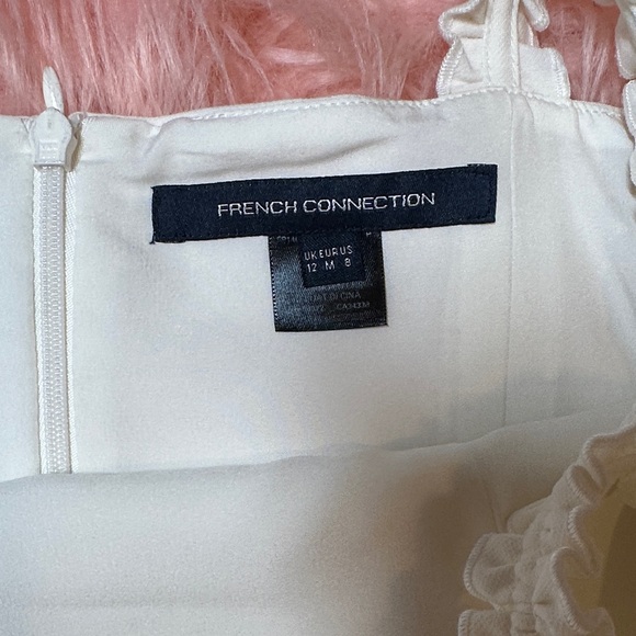 French Connection Cream Mini Dress with Ruffle Straps - Picture 2 of 4